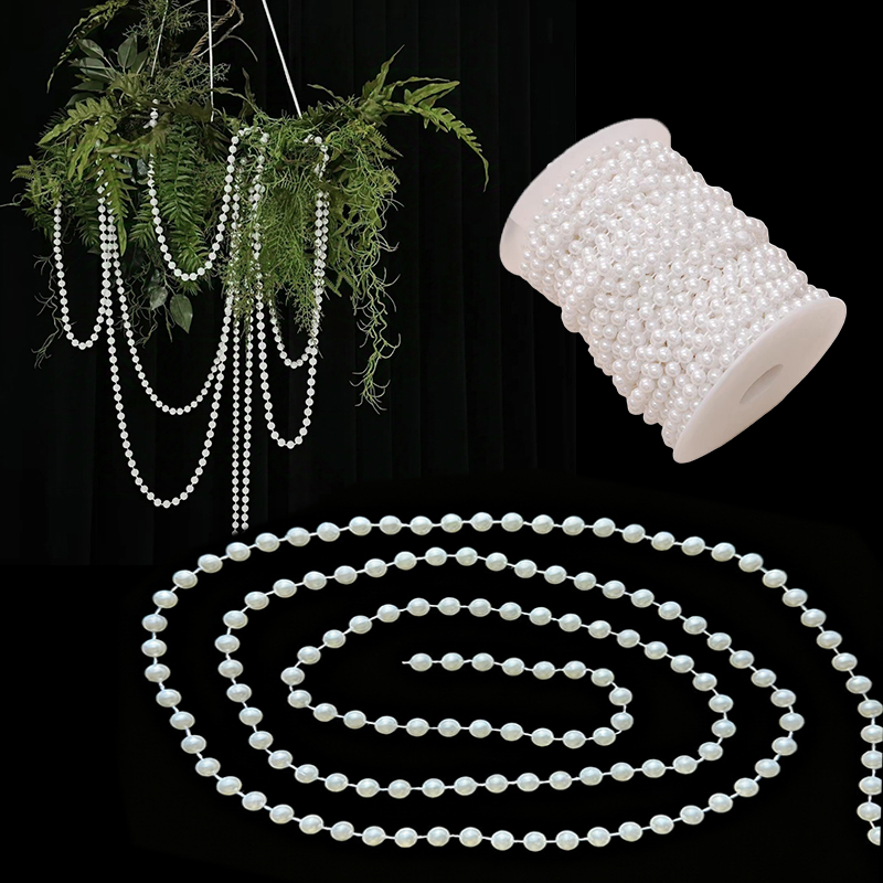 Pearl Trim Chain - โซ่ไข่มุกสีขาว 5 เมตร/ชุด ขนาด 4/5/6 มม.