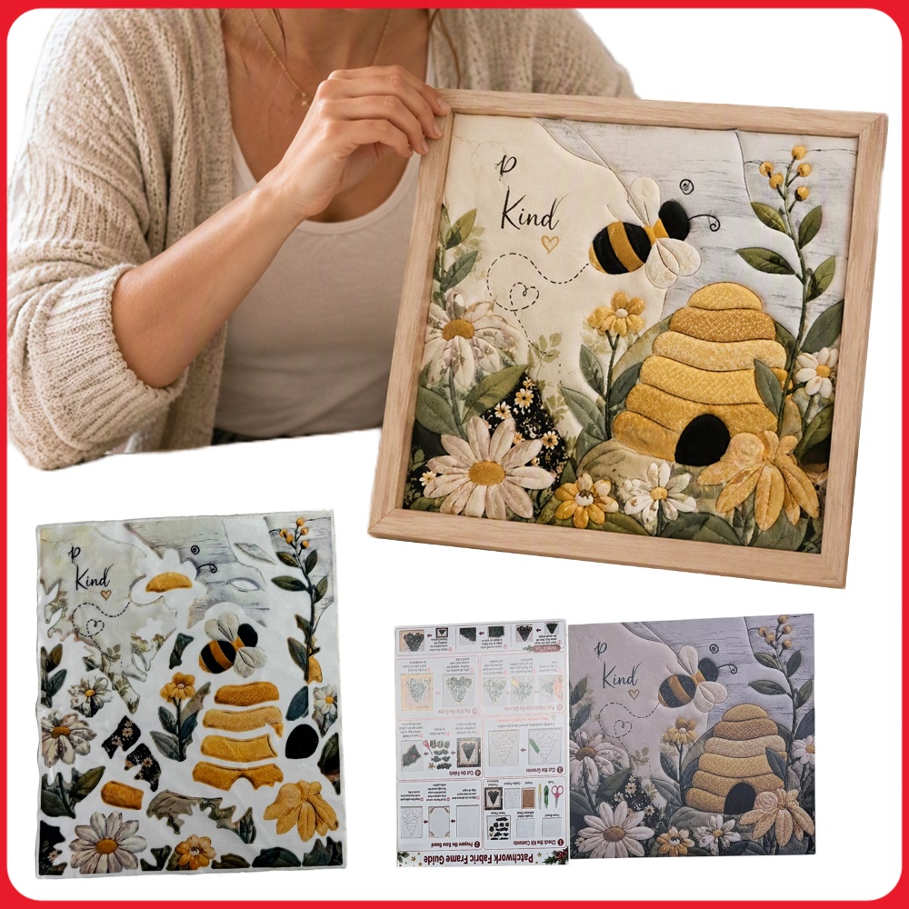 Embroidery Craft - ชุดงานปัก Punch Needle DIY ลายผึ้ง รังผึ้ง