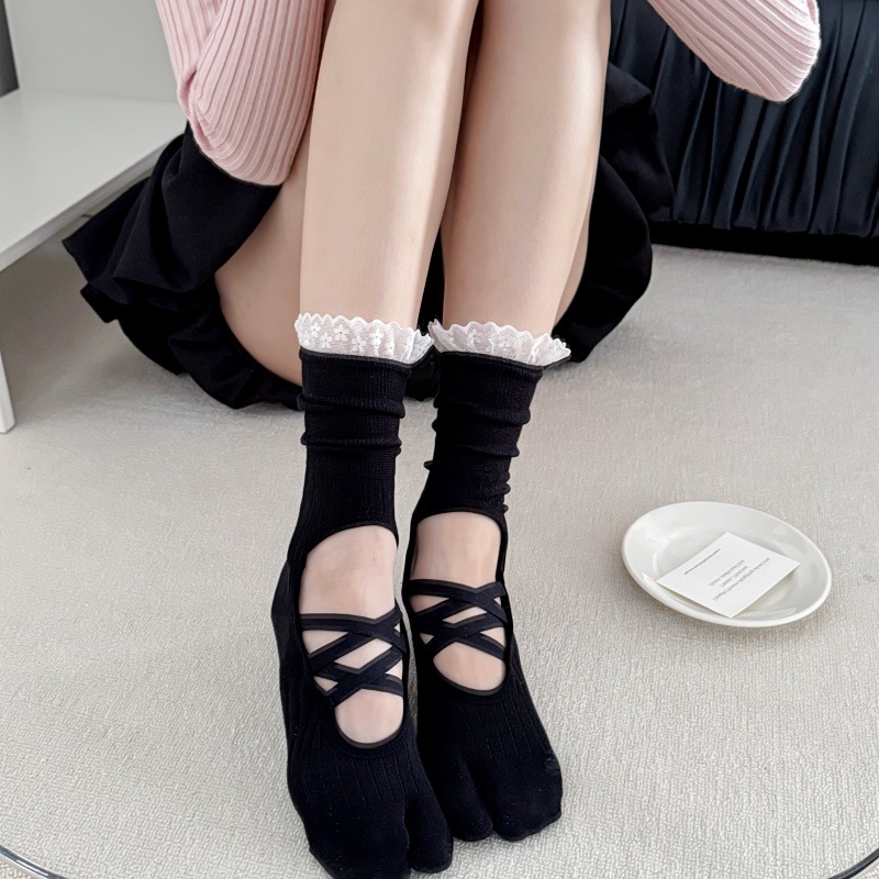ถุงเท้าโยคะผู้หญิง ปลายเท้าแยก - Embellish Knit บทวิจารณ์และราคา