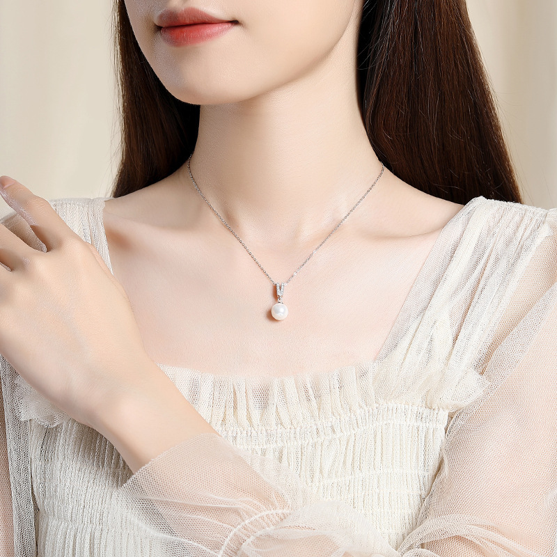 สร้อยคอเงินแท้ 925 ประดับจี้มุ - Pearl Trim Chain บทวิจารณ์และราคา