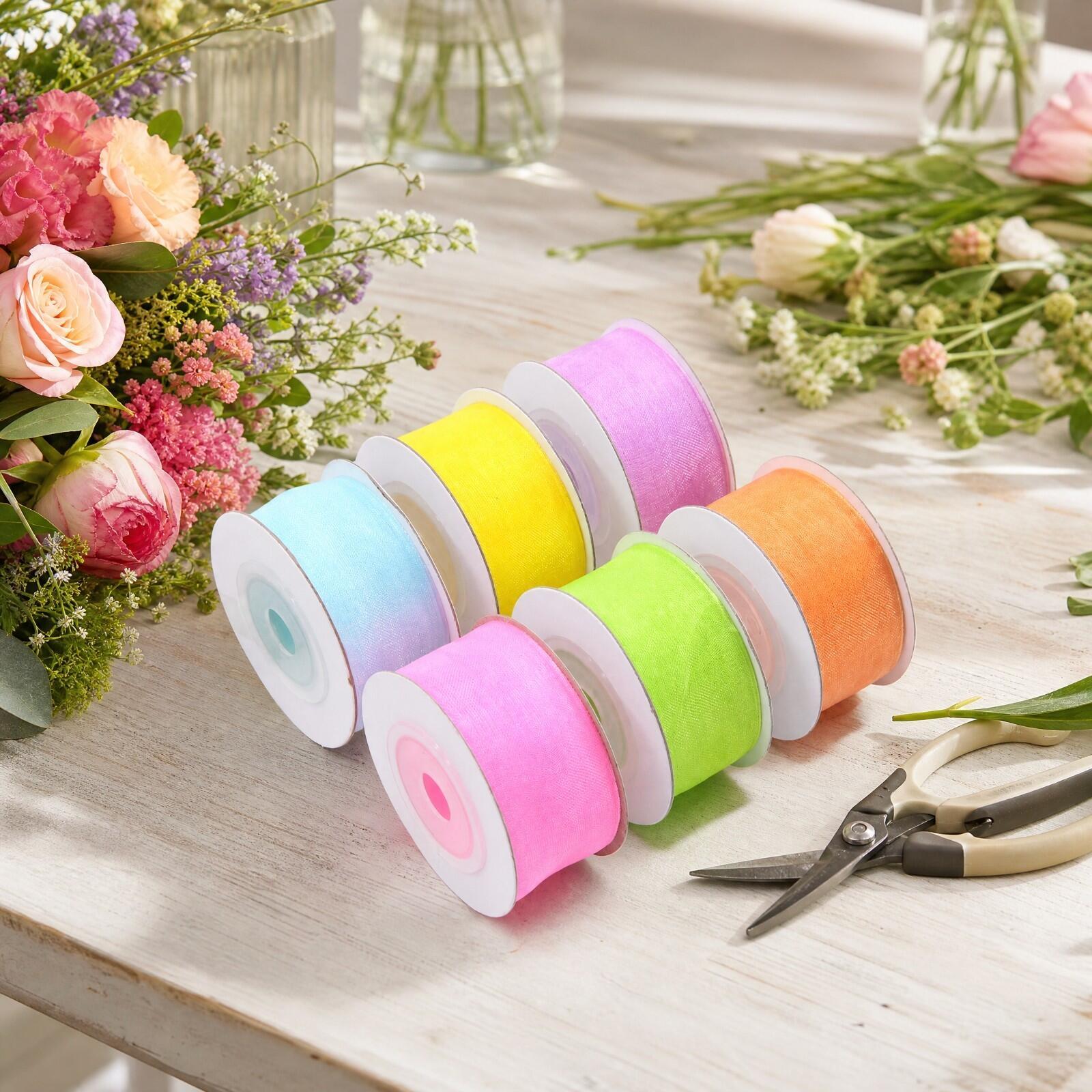 ริบบิ้นไนลอนโปร่งแสงสำหรับงานฝ - Organza Ribbon Spool บทวิจารณ์และราคา