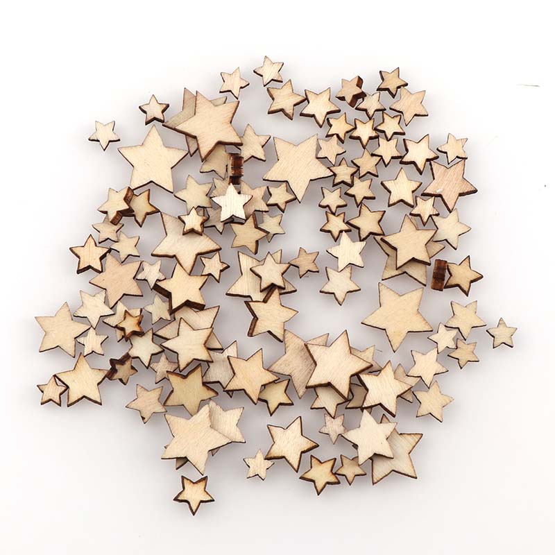 100Pcs DIY ขนาดผสมไม้ Pentagra - Embellishments For Scrapbooking บทวิจารณ์และราคา
